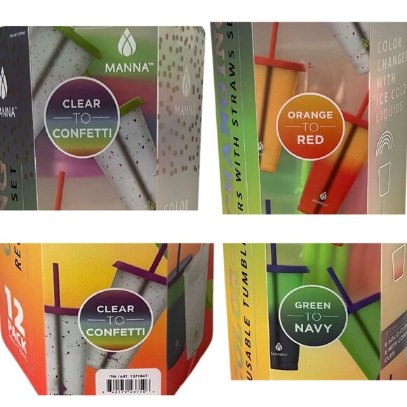 Manna Color Changing 24oz Plastic Tumblers with Lids and Straws (Set of 12) New - Picture 8 of 10